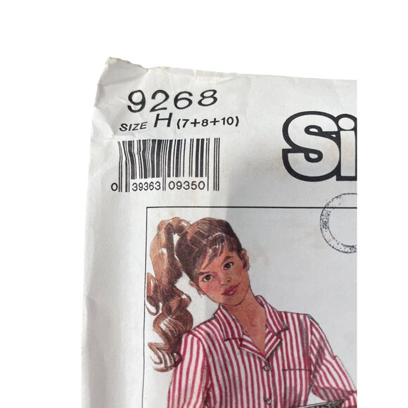80s Simplicity 9268 Sewing Pattern Size H 7-10 Girls Skirts Blouses Jacket UNCUT - Picture 2 of 7